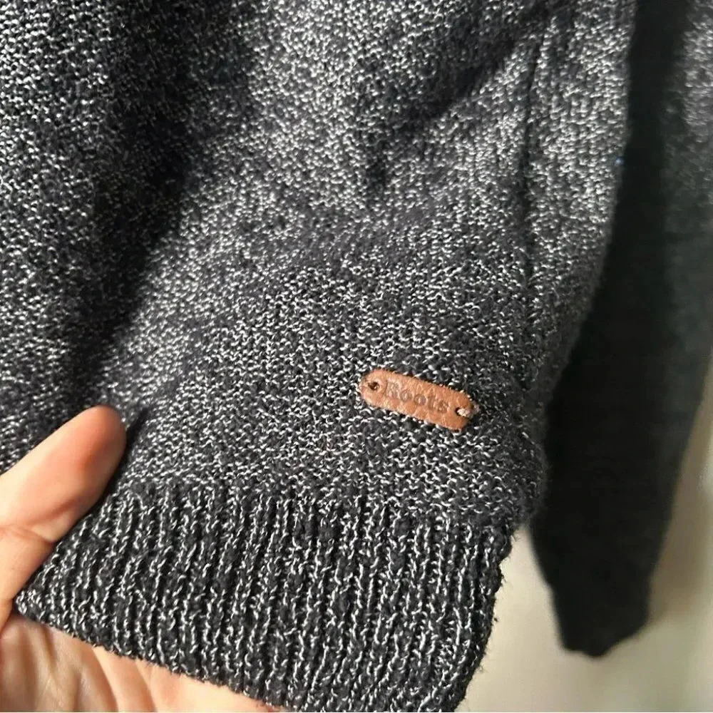 Roots heathered  black knit sweater M - Picture 5 of 8